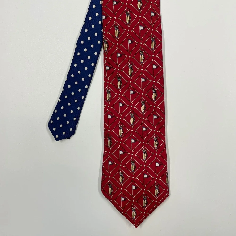 Tommy Hilfiger Red Golf Club Bag Flag Silk Necktie Mens OS